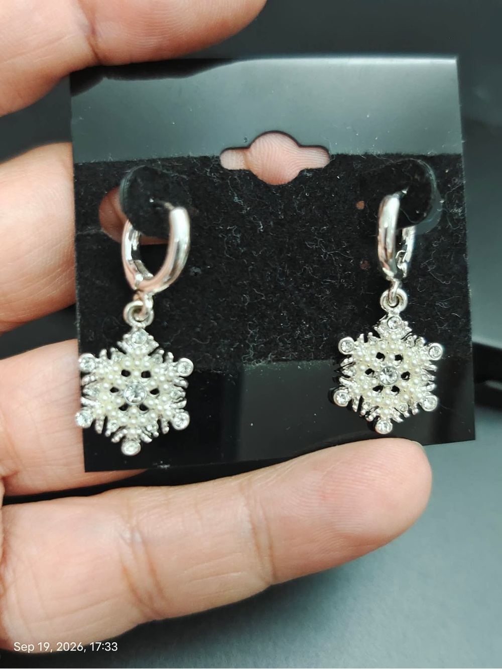 New Silver Snowflake Drop Earrings - Christmas Jewelry